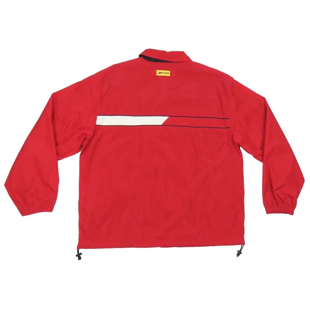 Vintage 90s Tommy Hilfiger Athletics Flag Red Full Snap Windbreaker Jacket XL